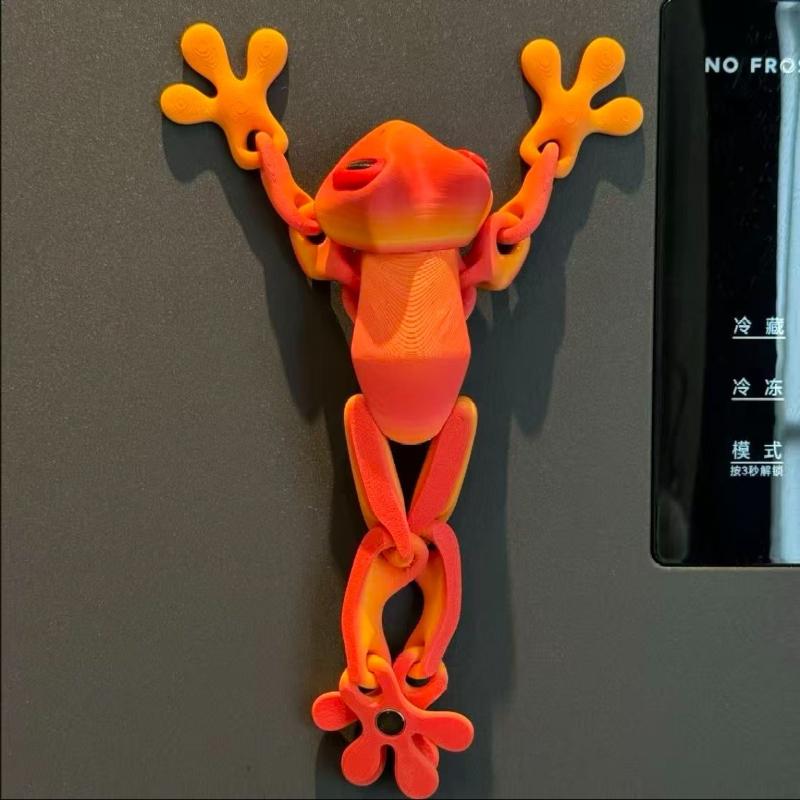 1/3/5 Pcs 12cm Long Unique Newest Toys High-Tech 3D-Printed Magnetic Flexible Frog with Magnet Joints Movable Fridge Ornament