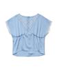 YOUHEE Ribbon Lace Shirring Blouse Light_Blue