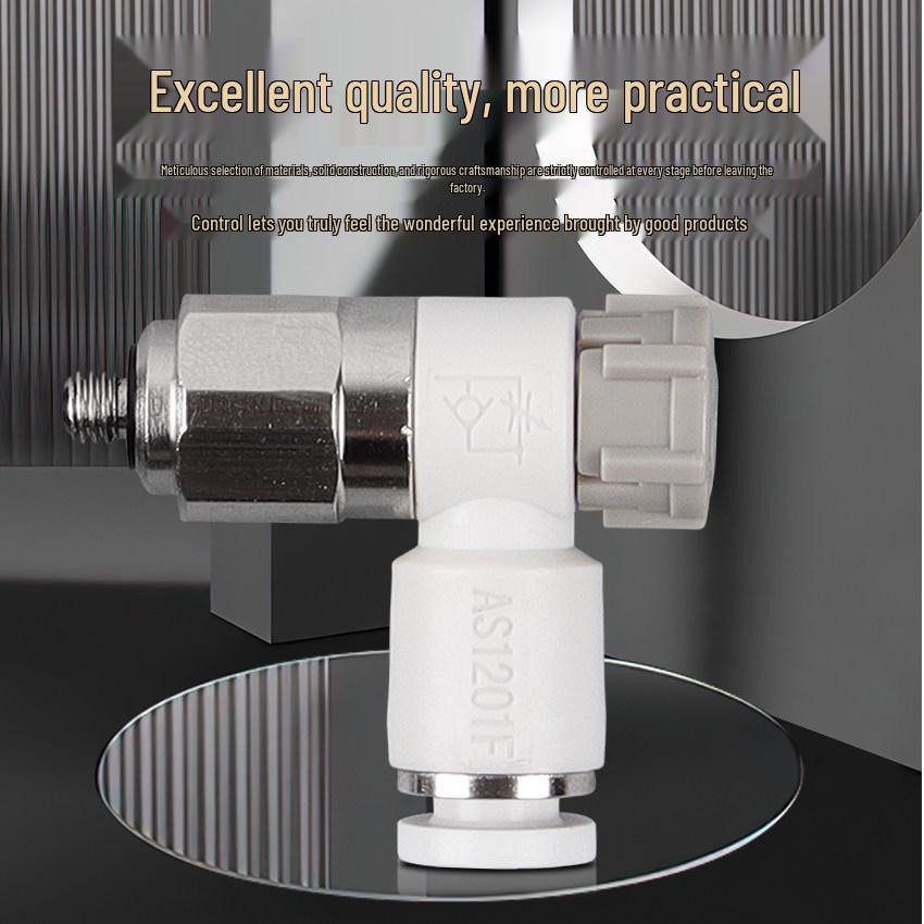 SMC AS1201F Pneumatic Speed Control Valve - Adjustable Throttle Push-Lock Fitting for Cylinder Control