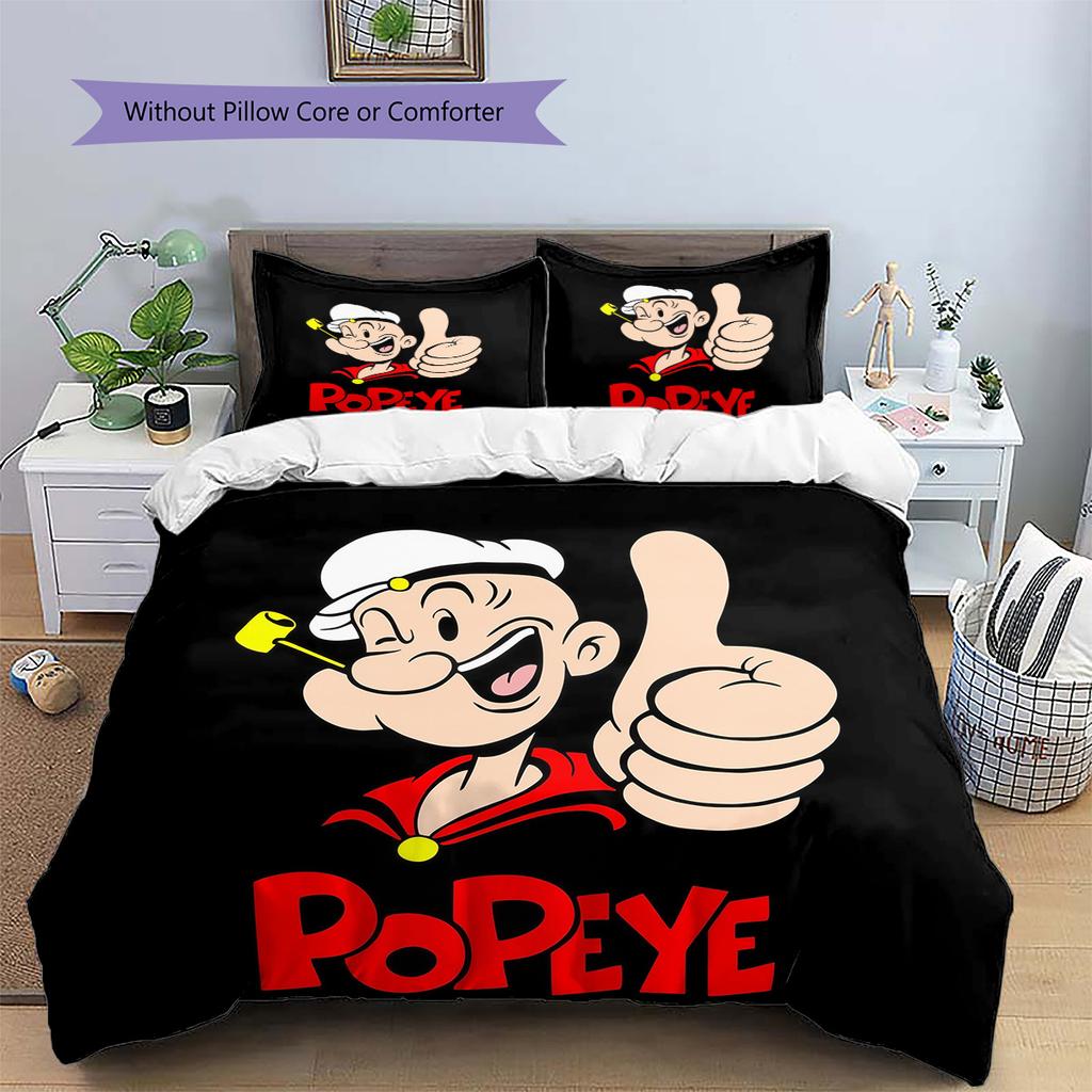 Popeye the Sailor Man  Pattern Bedding Quilt Set  Home Decoration  Gift (1 * Duvet Cover + 2 * Pillowcase  Without Core)
