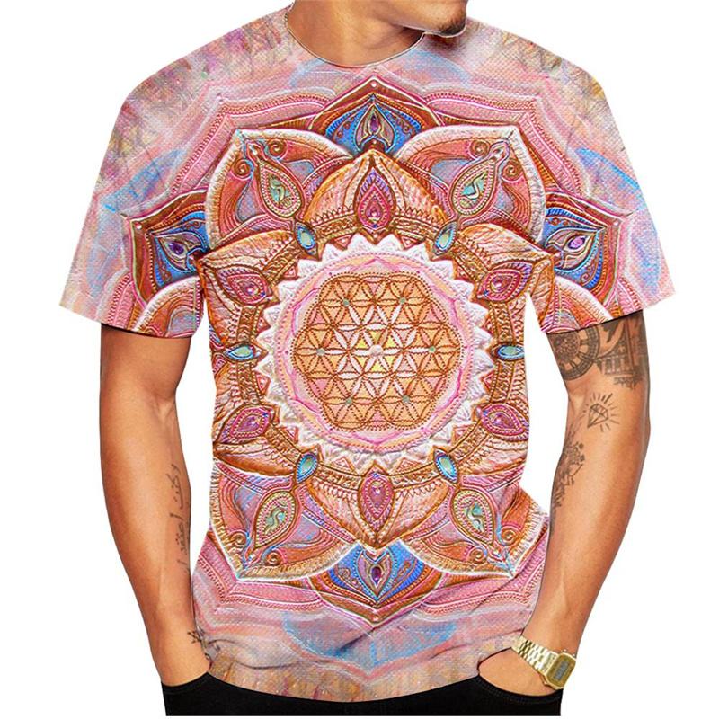 Colorful Kaleidoscope Pattern T-Shirt For Men Bohemia 3D Printed Tees Summer Casual Short Sleeve