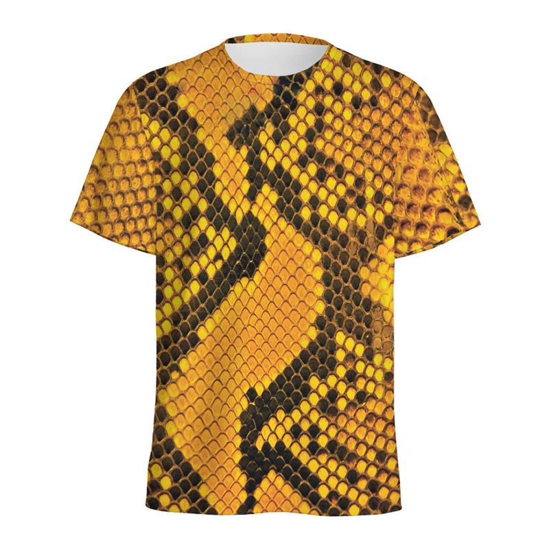 Fashion Snake Scales Pattern T-shirt For Men 3D Printed Animal Skins Graphic Round Neck Tee Shirt