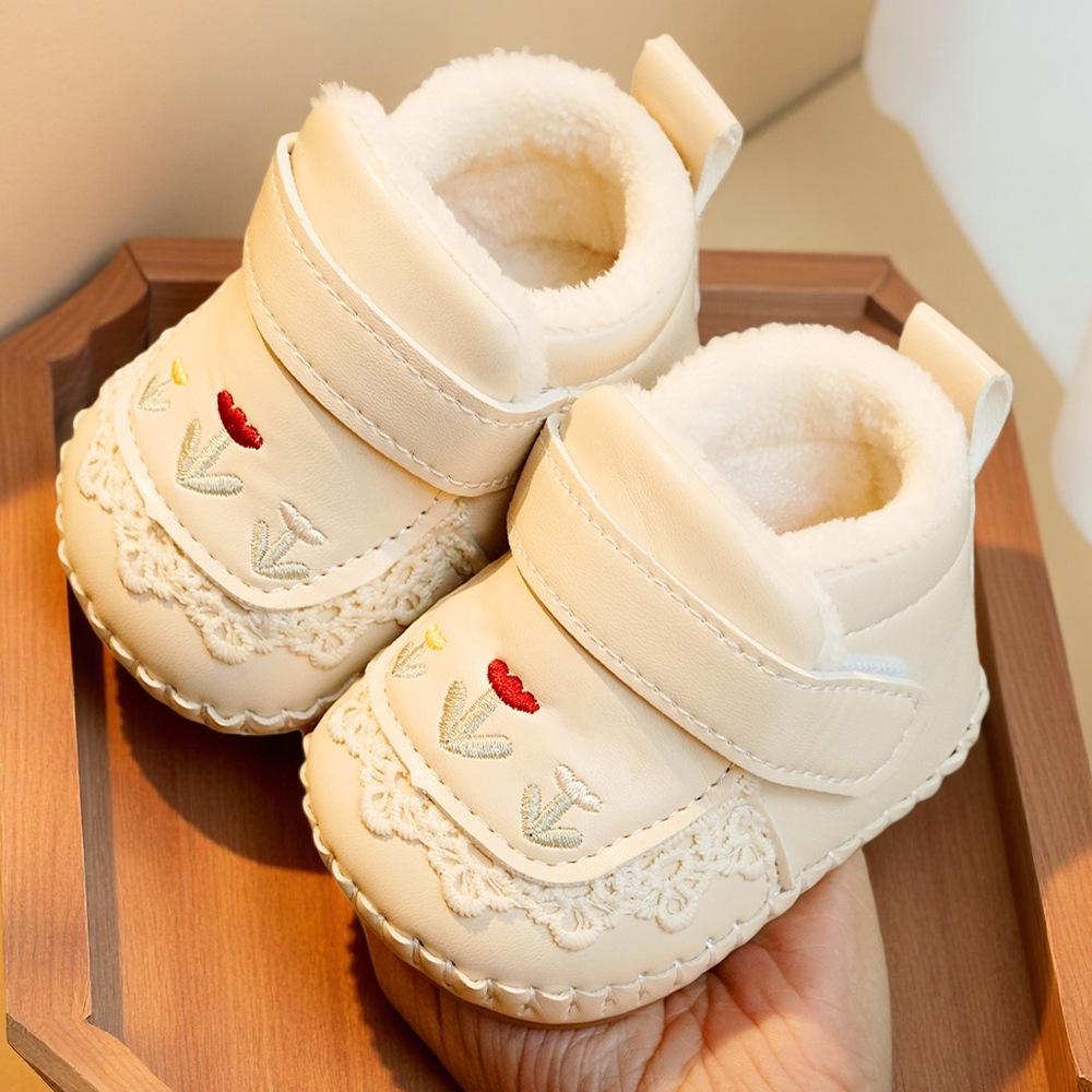 Winter Velvet Baby Girl Soft Sole Shoes for 0-1 Year