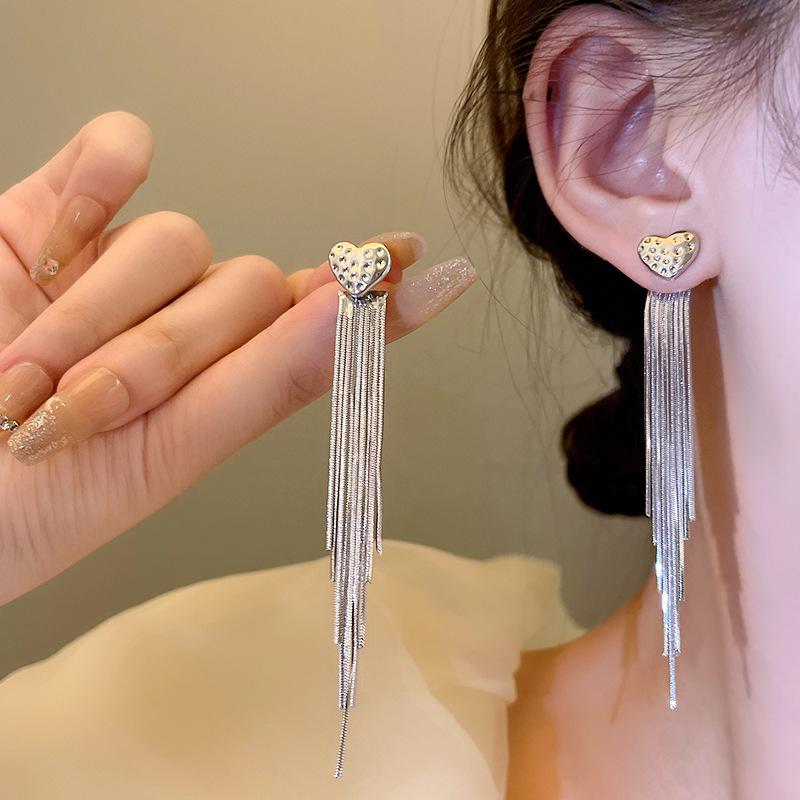 S925 Silbernadel Lange Quaste Liebe Ohrringe - High-End Luxusdesign für Frauen