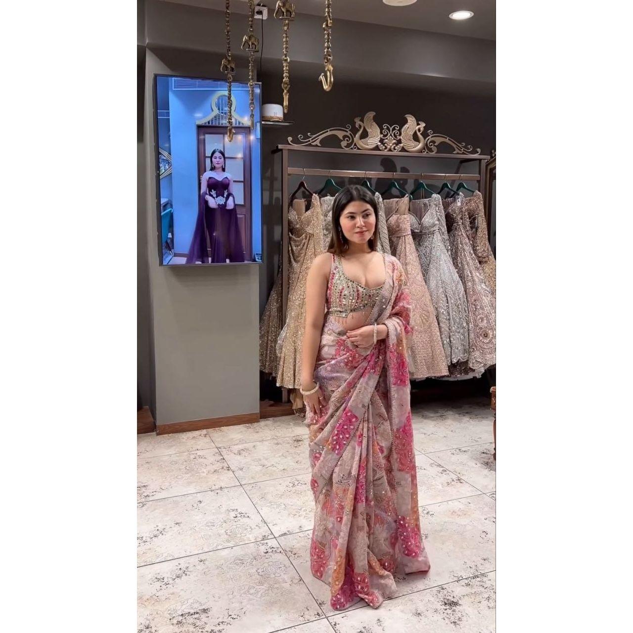 Special Edition Premium Real Mirror Work Saree