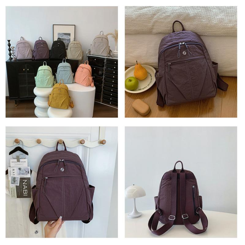 High Quality New Nylon Women Backpack Female Travel Bag Backpacks Schoolbag for Teenage Girls Solid Color Bookbag