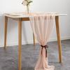 Rose Golden Table Runner Modern Decorative Pure Color Chiffon Dining Tabletop Linens with 2 White Ties for Wedding