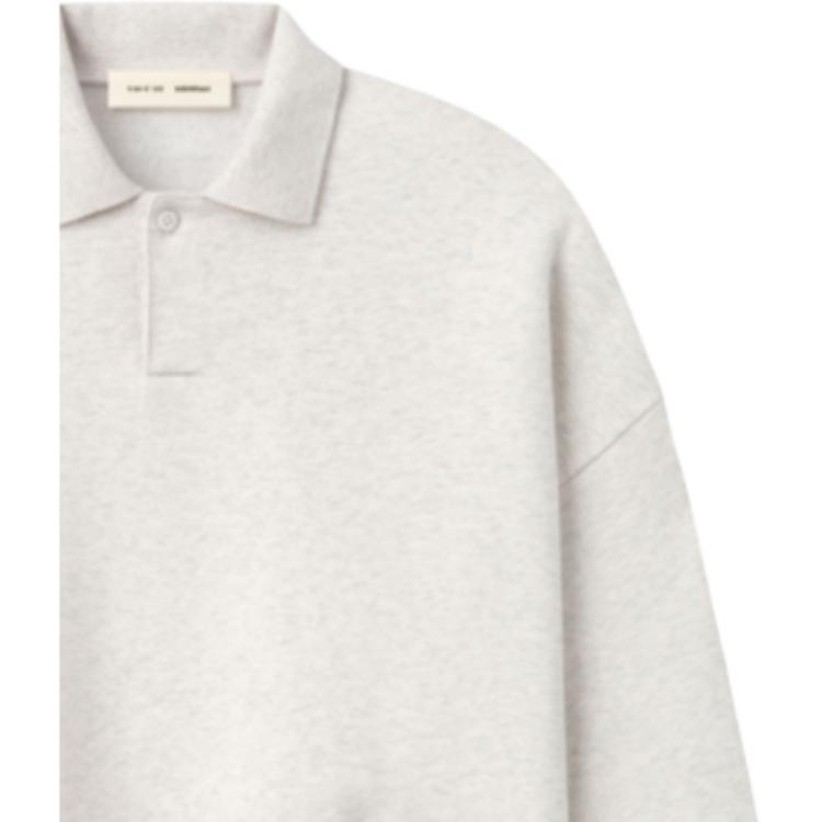 Fear of God Essentials Signature 90s Polo Sweatshirt Oatmeal Heather/Light Heather Unisex Tops Tan 192SP264374F