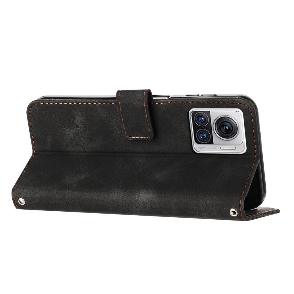 Leather Cover for Motorola Moto X30 Pro 5G/Edge 30 Ultra 5G,Triangle Imprint Wallet Stand Anti-drop Phone Case with Strap