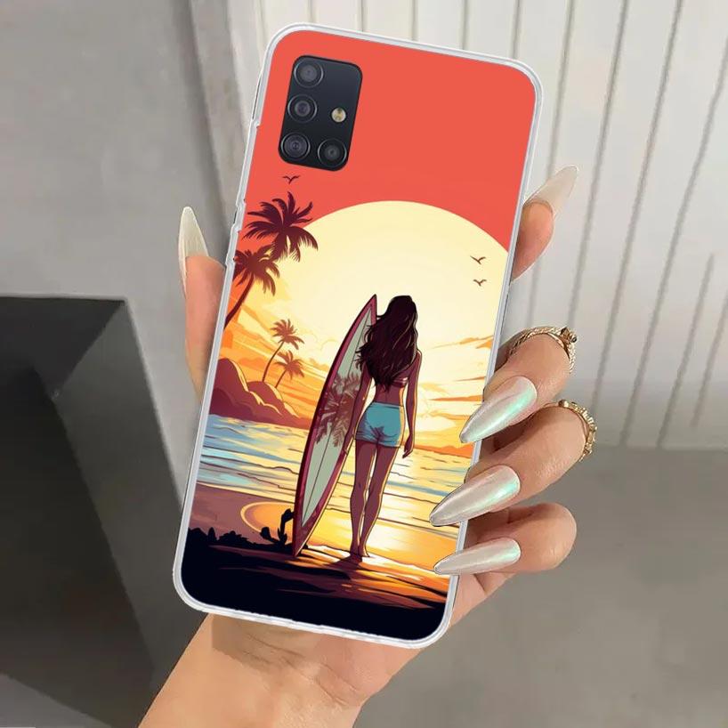 Surf Board Aesthetic Phone Case for Samsung Galaxy A52 A32 A22 A12 A02S A50S A30S A10S Note 20 Ultra 10 Plus S10 A31 A20 A71 A72