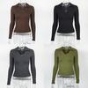 Elegant Long Sleeve Polo Shirt For Women With Pure Cotton Stripes And Slim Fit Design
