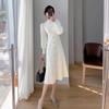 Knit Tight Long Long Solid Elegant Free [Newsight] Women's Dress, Sleeves, Cute, Stylish, Slimming, Color, Stylish, (JP, Alphabet, Size, Beige)