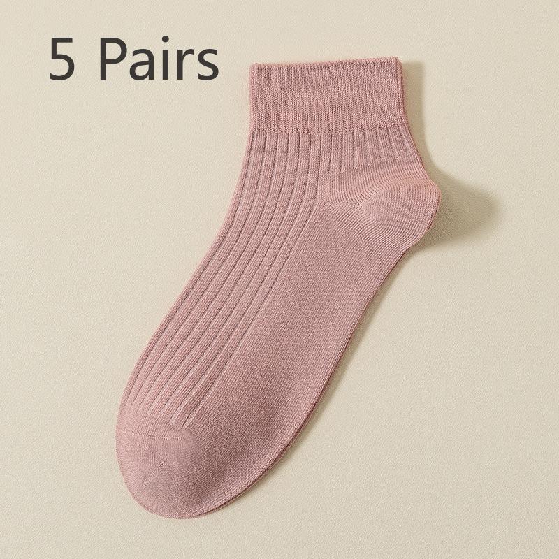 

5 пар женских свежих новых однотонных высококачественных удобных коротких носков без катышков 5 Pairs фиолетовый