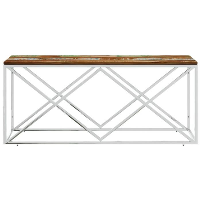 VidaXL Table basse acier inoxydable et bois massif de récupération 349968