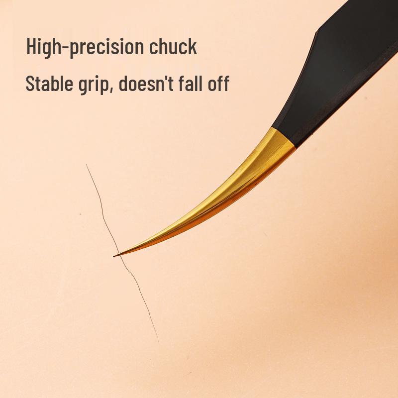Stainless Steel Black Gold Feather Dolphin Tweezers for Beauty and Manicure