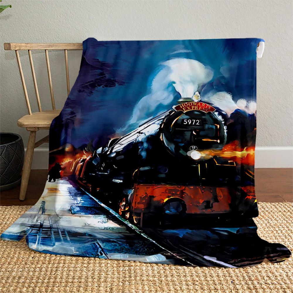 1pc Hogwarts Express Steam Train Outdoor Flannel Throw Blanket All Season Soft Warmth,Home Decor 1031216