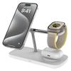 T255 Qi2 15W Magnetic Wireless Charger Watch Earphone Cellphone 3 In 1 Desktop Charging Stand-White