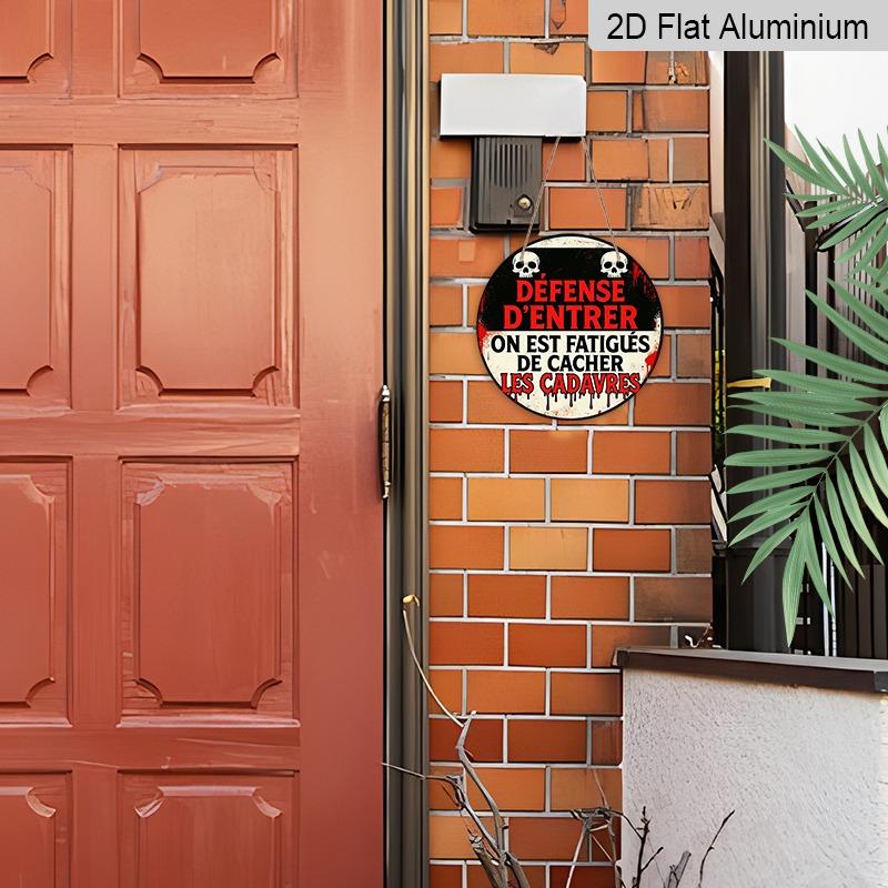 2D Flat Aluminum French-style Fun Warning Signs and Plaques, Available In Various Sizes. Vintage Dripping Skull Wall Decorations, Suitable for