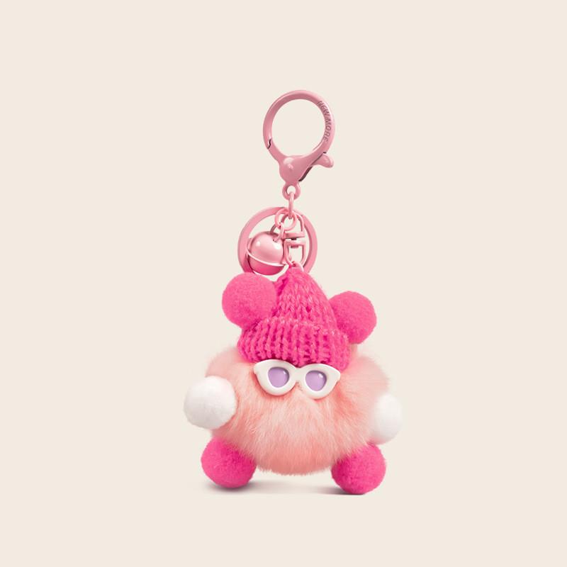 Fluffy Soft And Cartoon Rabbit Fur Keychain With Colorful Adorable Designs