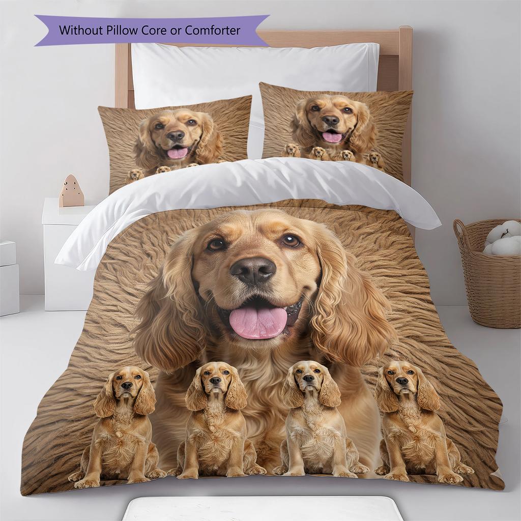 Amerikanischer Cocker Spaniel Muster Bettwäsche Steppdecke Set Steppdecke Bezug Kissenbezug Heimdekoration Geschenk (1 Bettbezug + 2 Kissenbezüge, ohne Füllung)