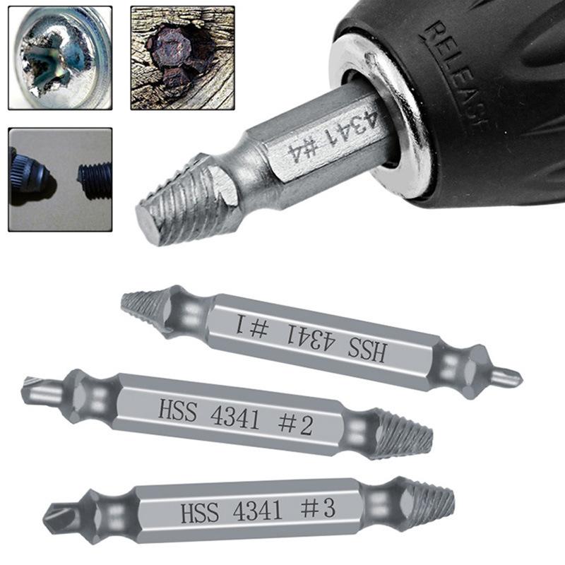 6Pcs Damaged Screw Extractor Broken Bolt Stripped Set Double Head Tool Disassemble Stud Slip Teeth Demolish Remover