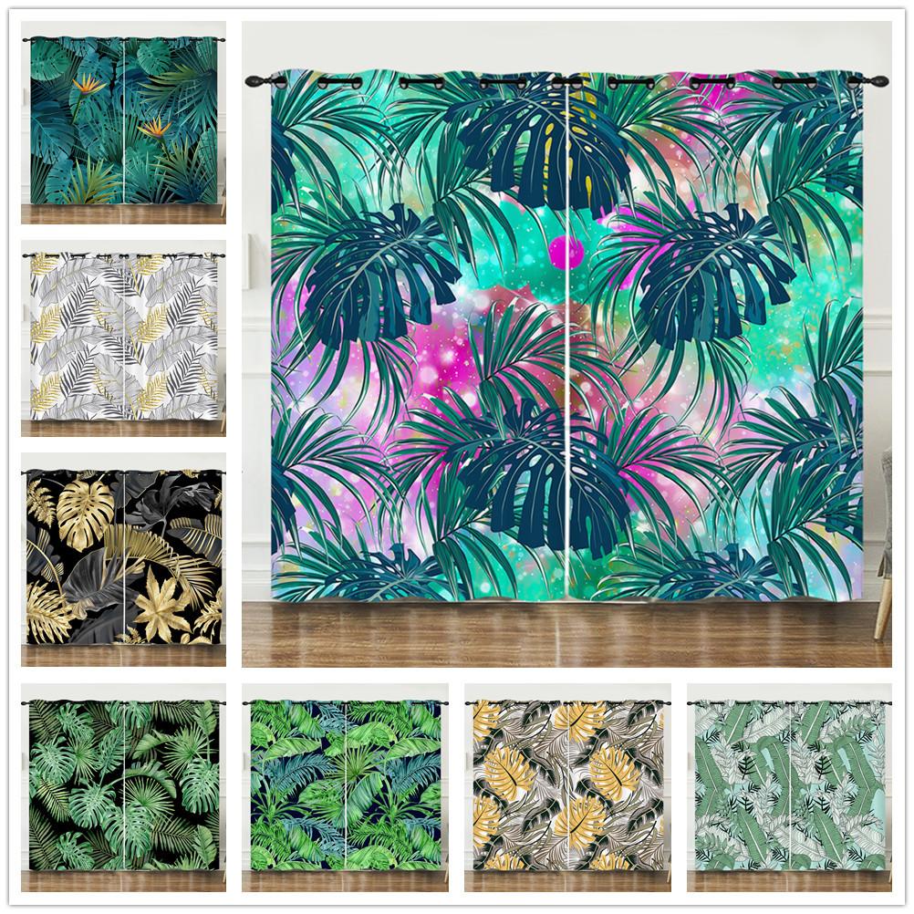 Curtains Tropical Rainforest Living Room Bedroom Curtains Digital Printing Blackout Curtains No Punching