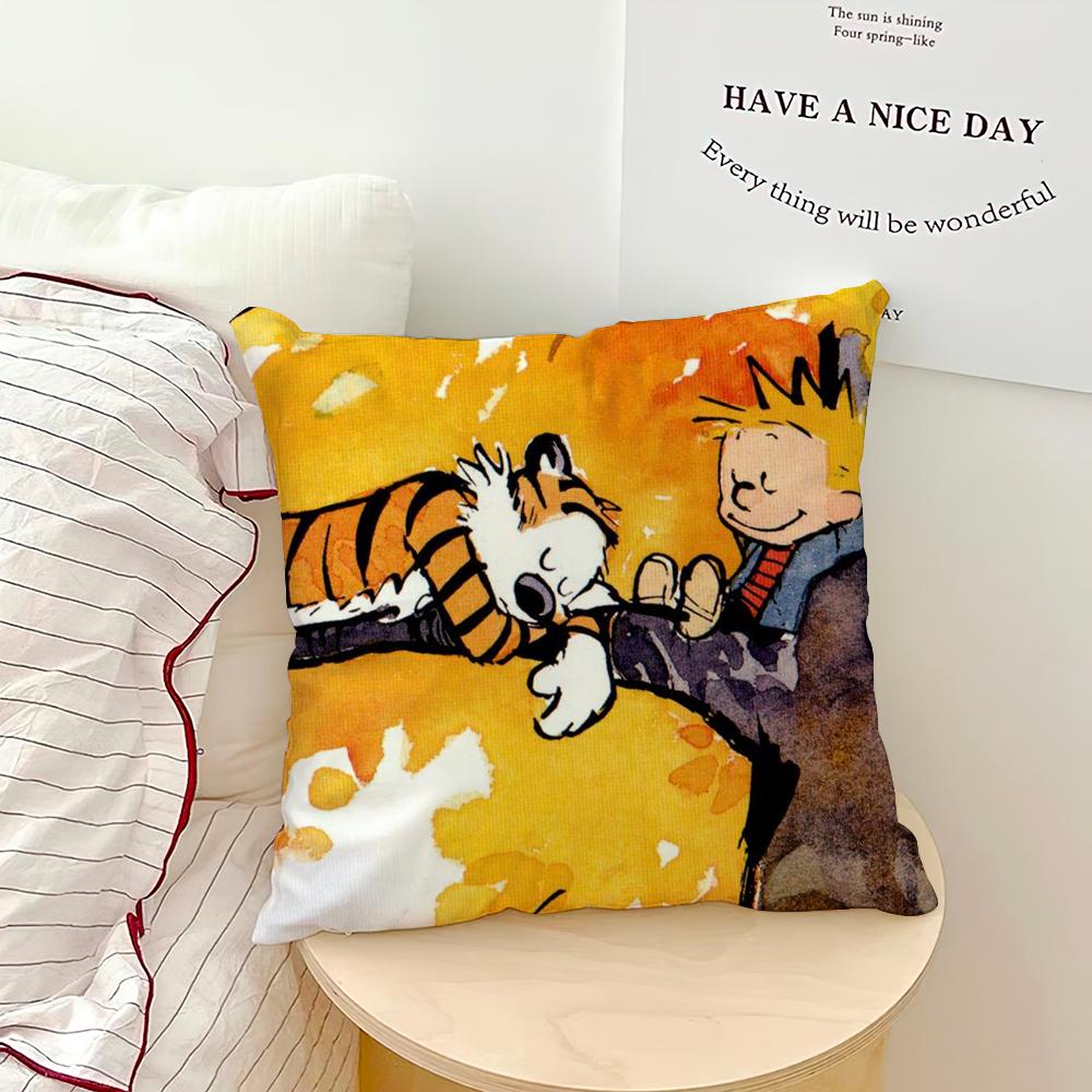 

Мультфильм C-Кальвин и Хоббс Милая наволочка для дивана Гостиная Спальня Изголовье Спинка Подушка Квадратная Подушка Время Сна 40x40CM