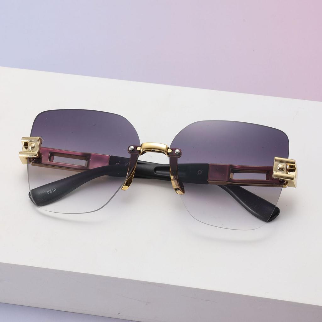 Frameless Diamond Trimmed Square Sunglasses Sunglasses Ladies Fashion Commuter Sunglasses