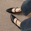 Krazing Pot Genuine Leather Round Toe Thin Heels Summer Shoes Solid Big Size 42 Shallow Decoration buckle Women Shallow Pumps