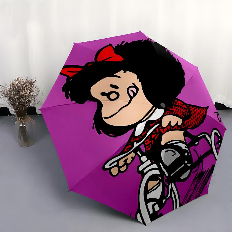 Mafalda, Bicycle Automatic Opening and Closing, 8 Rib Structure Portable Umbrella, Suitable for Men and Women In All Seasons  Perfect Gift F