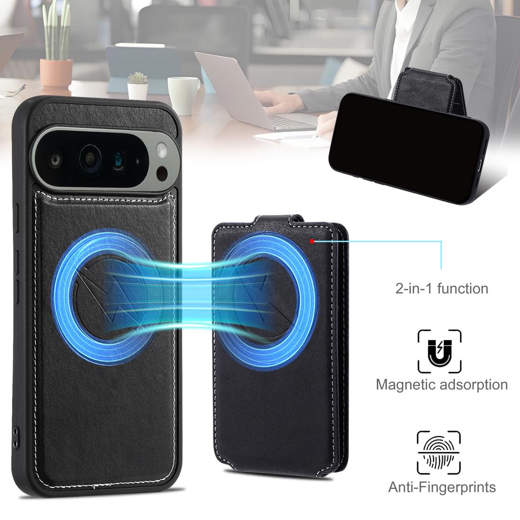 Custodia a Portafoglio con Slot per Carte Magnetiche Staccabile 2 in 1 in Pelle per Google Pixel 9 Pro XL 9A 8 8A 7 7A 6A Borsa da Tasca per Cover Magsafe