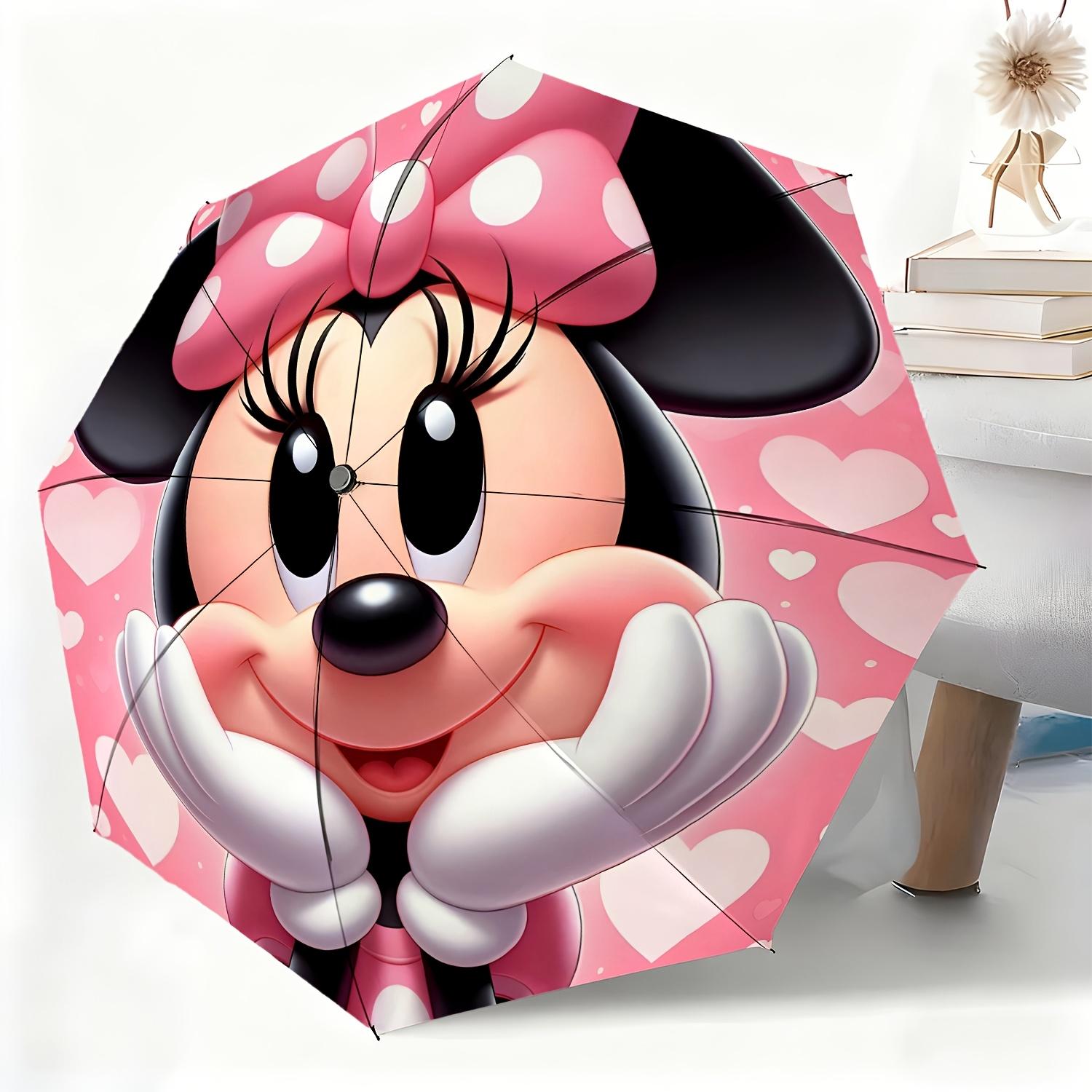 

1pc Disney Minnie Mouse Princess Style Automatic Umbrella, All-Weather Folding Umbrella Suitable for All Occasions, Portable C (as the picture,Iron&8K)