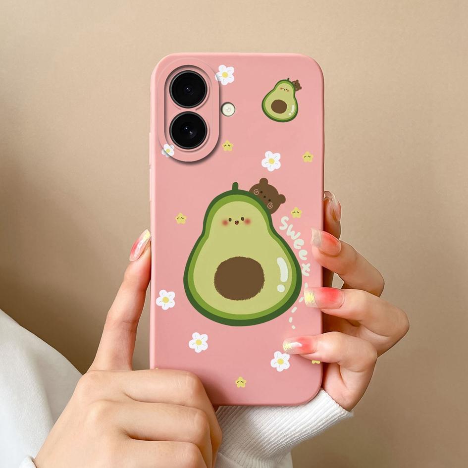 Husă Pentru Apple iPhone 16 Plus 16pro 16promax Avocado Drăguț Flori Frumoase Silicon Lichid Moale Subțire Pictat Anti Cădere Anti Alunecare Carcasă Pentru iPhone Capa