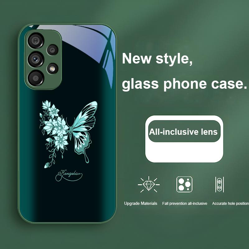 

Verde Mariposa Для Samsung Galaxy Note 8 9 S10 Plus S20 S21 FE S23 Ultra A70 72 73 50 51 52 53 Закаленное Стекло Чехол для Телефона Samsung S23 Plus