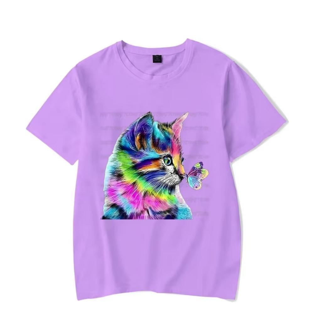 Short Sleeve Men's T-shirt Colorful Cat Shirt Kawaii Shirt Men Women Tshirt Male Loves Cat Ranch Life Classic T-shirt Hombre