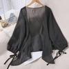 Chiffon Shirts Frauen Solide Casual Sonnenschutz Strickjacke Sommer Lose Alle Spiel Dünne Sonnenschutz Blusen Mantel