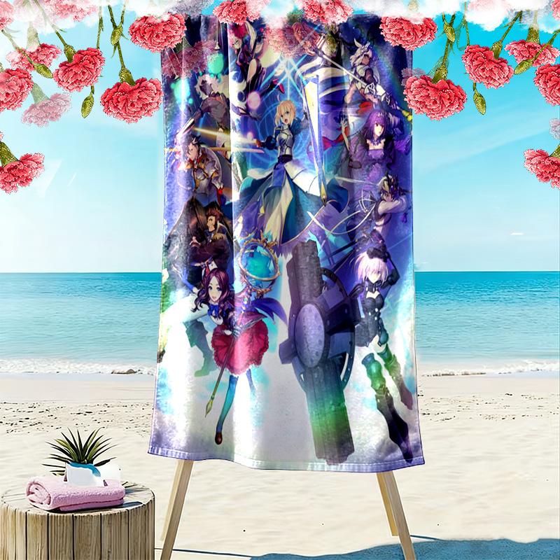 Fate Grand Order FGO Print Beach Towel, Large Soft Quick Dry Towel for Beach Camping Swimming