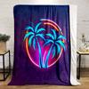 Pătură cu imprimeu Neon Tropical Vibes, moale și confortabilă, perfectă pentru living, pat, canapea sau un pui de somn, cadou