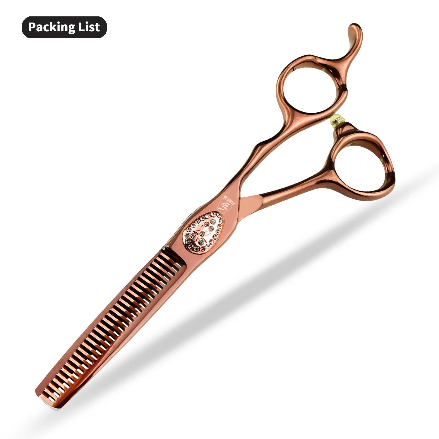 

Sangelar 6 дюймовые ножницы для волос из розового золота высшего качества Super 440C Professional Hairdressing Scissors Cut Hair Shear Hair Stylish Tools Hair Salon Thinning Scissors