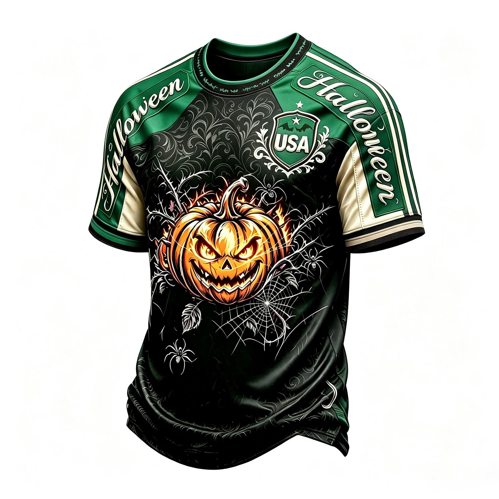 Men s Casual Short Sleeve Halloween Print T-Shirt for Everyday Wear L