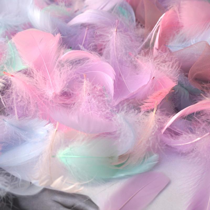 50Pcs Macaron Color Small Feather Small Goose Feather Wedding Festival Event Stage Decoration Gift Box Filling Material