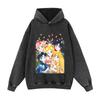 Oversized Vintage Anime Print Hoodie Women Teens Loose Fit Cotton Sweatshirt Winter Casual Streetwear