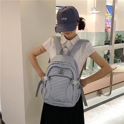 Schoolbag Korean Version Ins Fashion Striped Backpack Bag Female Niche Design Cartoon Star Student Schoolbag Large Capacity Backpack