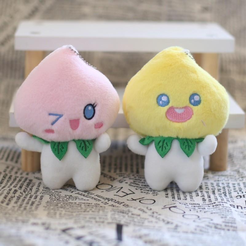 Adorable Cute Peach Plush Toy Keychain Soft Cartoon Doll Bag Pendant 12cm