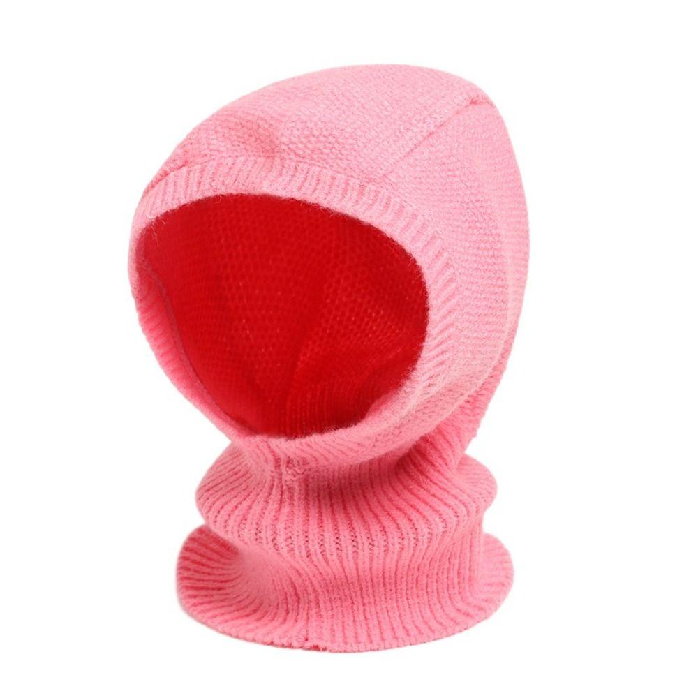 Solid Color Knitted Hooded Cap Woolen Neck Collar Beanies Cap Fashion Balaclava Hat  Outdoor