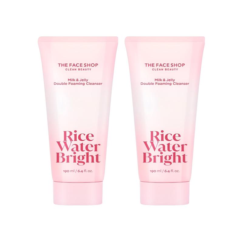 The Face Shop Rice Water Bright Milk and Jelly Double Cleansing Foam 190ml – 2 In 1 Daily Brightening Cleanser