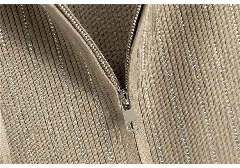Women's Rhinestone Knit Hooded Cardigan & Skirt Set - Autumn/Winter Fragrance Style