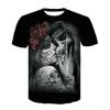 2026 new men's horror skull Halloween print breathable and comfortable round neck T-shirt outdoor party casual top