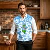 Men's Casual Wool V-Neck Sweater Vest with Christmas Print for Commute and Daily Wear