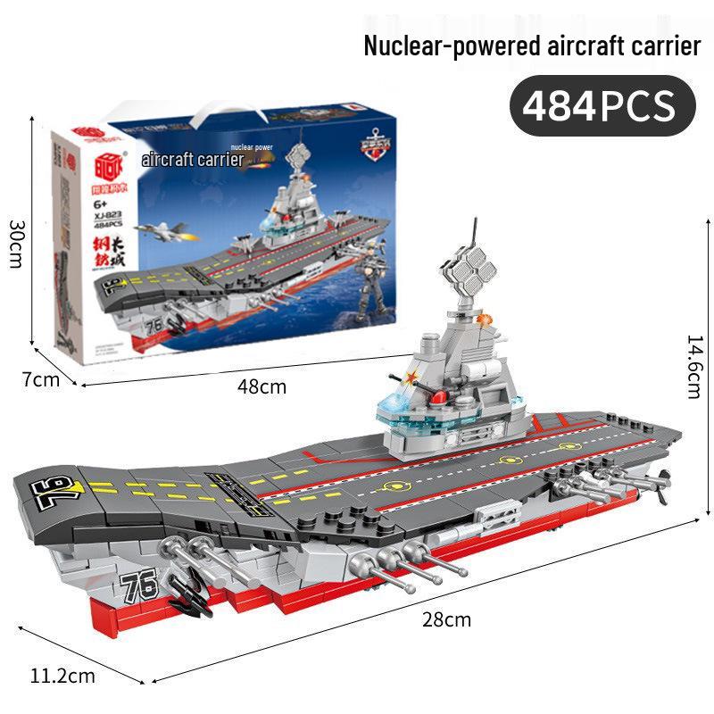 Children’s Educational Small Particle Aircraft Carrier Model Compatible with LEGO Building Blocks